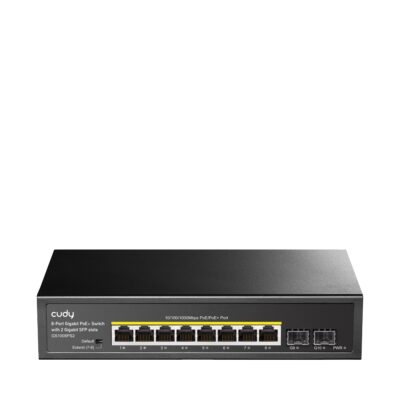 CUDY Switch GS1008PS2 8-Port Gigabit PoE+ Switch with 2 Gigabit SFP slots